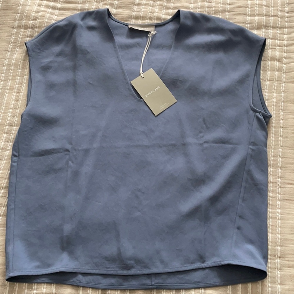 Everlane light blue Japanese go weave blouse SZ 4